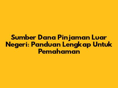 Sumber Dana Pinjaman Luar Negeri: Panduan Lengkap Untuk Pemahaman